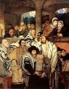 Maurycy Gottlieb Jews Praying in the Synagogue on Yom Kippur France oil painting artist